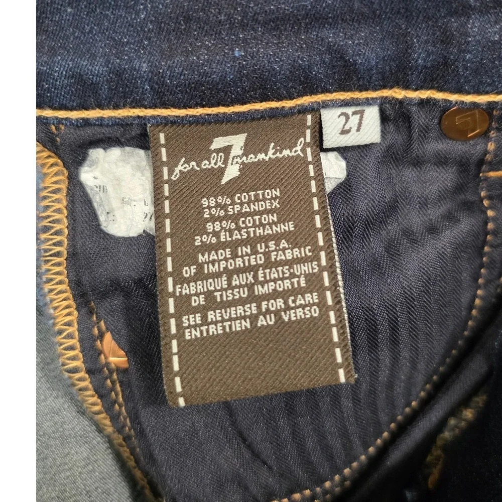 7 For All Mankind The Skinny Jeans Womens 27 Dark Indigo Stretch Denim Made USA‎